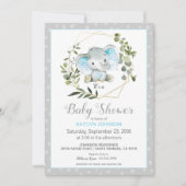 Grijze olifant Modern Baby shower Kaart (Voorkant)