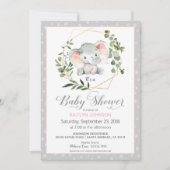 Grijze olifant Modern Baby shower Kaart (Voorkant)