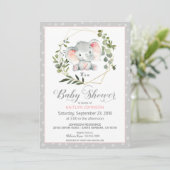 Grijze olifant Modern Baby shower Kaart (Staand voorkant)