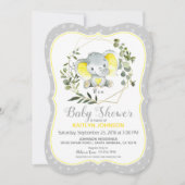 Grijze Olifant Moderne Baby Shower Kaart (Voorkant)
