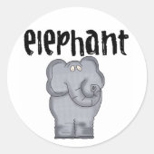 Grijze olifant ronde sticker (Voorkant)