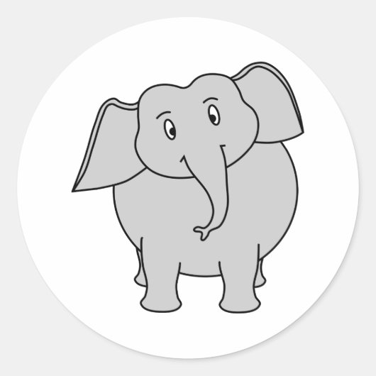Grijze olifant. ronde sticker (Voorkant)