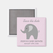 Grijze olifant Sparen de datum baby shower magnet (Voorkant / Achterkant)
