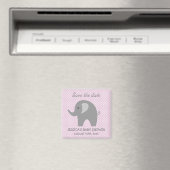 Grijze olifant Sparen de datum baby shower magnet (Insitu (Vaatwasser))