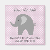 Grijze olifant Sparen de datum baby shower magnet (Voorkant)