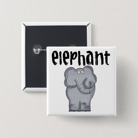 Grijze olifant vierkante button 5,1 cm (Voorkant /achterkant)