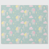 Grijze olifantenballon Groen Eenvoudig Baby shower Cadeaupapier (Vlak)