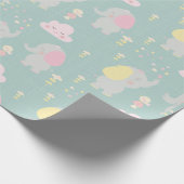 Grijze olifantenballon Groen Eenvoudig Baby shower Cadeaupapier (Hoek)