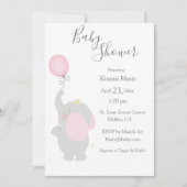 Grijze olifantenballon Minimalistisch Baby shower Kaart (Voorkant)