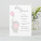 Grijze olifantenballon Minimalistisch Baby shower Kaart (Staand voorkant)