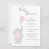 Grijze olifantenballon Minimalistisch Baby shower Kaart (Voorkant)