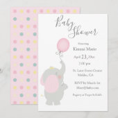 Grijze olifantenballon Minimalistisch Baby shower Kaart (Voorkant / Achterkant)