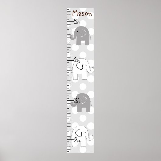 Grijze olifantengroeikaart om het even welke kleur poster (Voorkant)