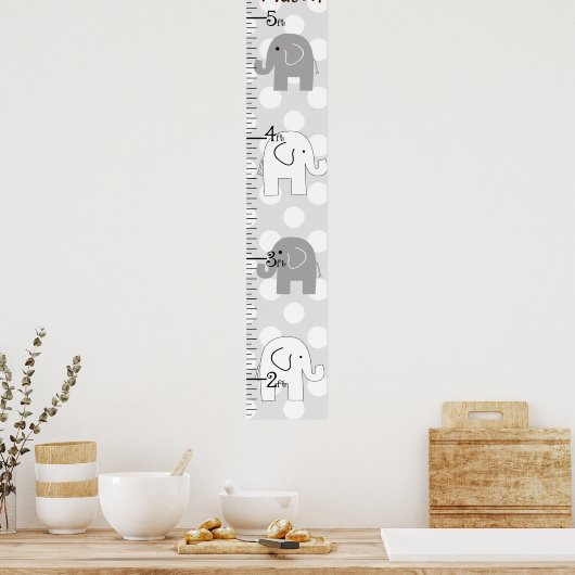 Grijze olifantengroeikaart om het even welke kleur poster (Keuken)