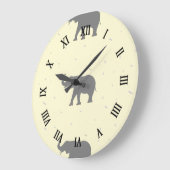 Grijze olifantensilhouet grote klok (Hoek)