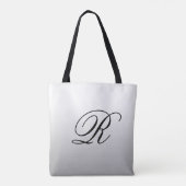 Grijze ombre boven elke kleur met monogram tote bag (Achterkant)