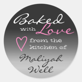 Grijze Ombre Gradience met liefdeshartroze Ronde Sticker