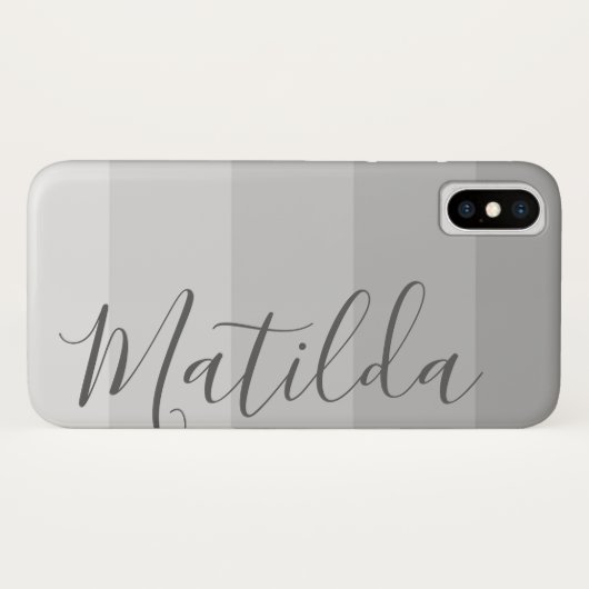 Grijze Ombre Stripe Persoonlijke benaming Case-Mate iPhone Case (Achterkant (horizontaal))