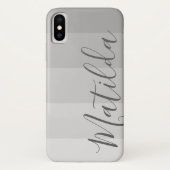 Grijze Ombre Stripe Persoonlijke benaming Case-Mate iPhone Case (Achterkant)