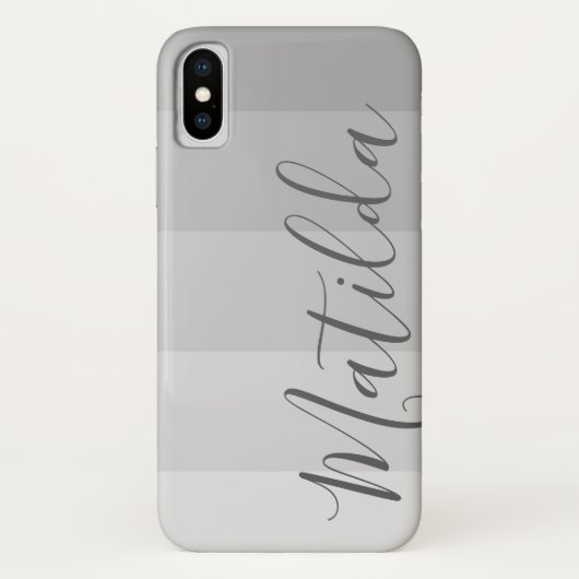 Grijze Ombre Stripe Persoonlijke benaming Case-Mate iPhone Case (Achterkant)
