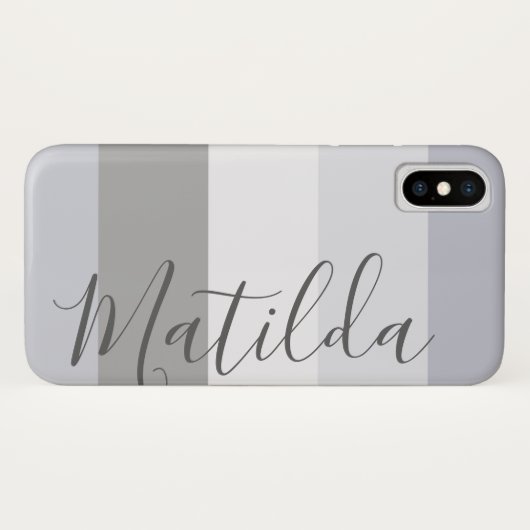 Grijze Ombre Stripe Persoonlijke benaming Case-Mate iPhone Case (Achterkant (horizontaal))
