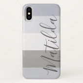 Grijze Ombre Stripe Persoonlijke benaming Case-Mate iPhone Case (Achterkant)