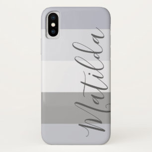 Grijze Ombre Stripe Persoonlijke benaming Case-Mate iPhone Case