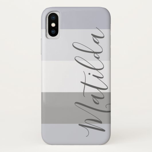 Grijze Ombre Stripe Persoonlijke benaming Case-Mate iPhone Case (Achterkant)