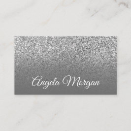Grijze Ombre Zilveren Glitter Foto Visitekaartje
