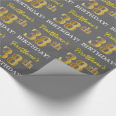 Grijze, onechte gouden look "38e BIRTHDAY" Cadeaupapier (Hoek)