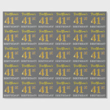 Grijze, onechte gouden look "41ste BIRTHDAY"