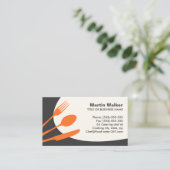 Grijze oranje moderne catering of kok visitekaartje (Staand voorkant)