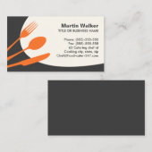 Grijze oranje moderne catering of kok visitekaartje (Voorkant / Achterkant)