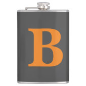 Grijze oranje moderne monogrammen professionele heupfles (Voorkant)