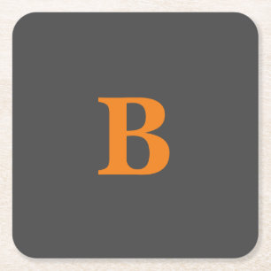 Grijze oranje moderne monogrammen professionele kartonnen onderzetters