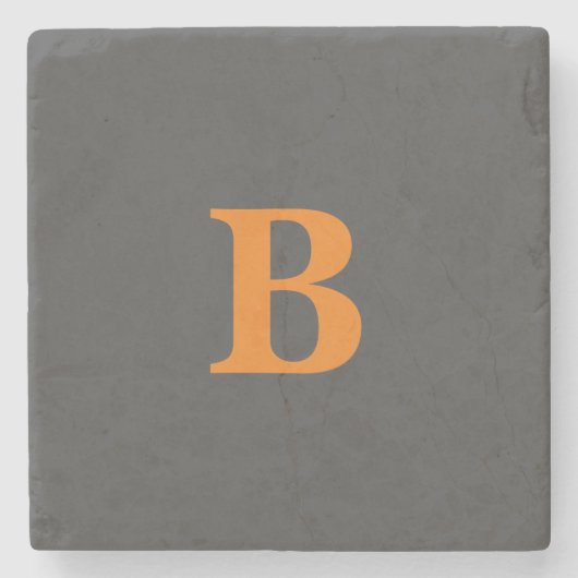 Grijze oranje moderne monogrammen professionele stenen onderzetter (Voorkant)