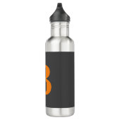 Grijze oranje moderne monogrammen professionele waterfles  (Rechts)