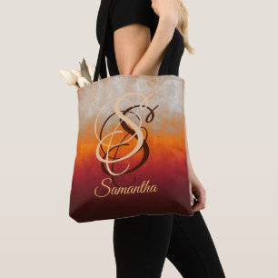Grijze Oranje rode Bourgogne Tote Bag