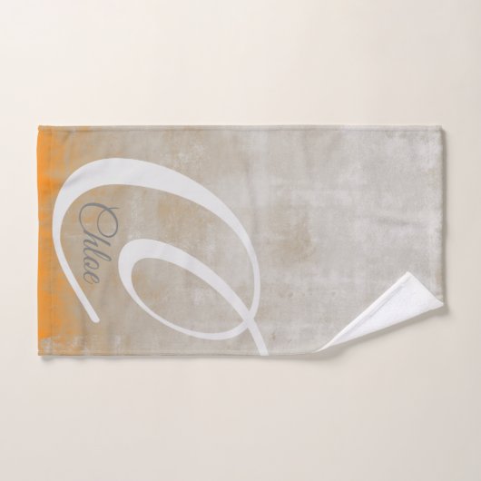 Grijze oranje rustige Abstracte monogram Bad Handdoek (Handdoek)