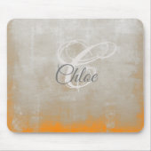 Grijze oranje rustige Abstracte monogram Muismat (Voorkant)