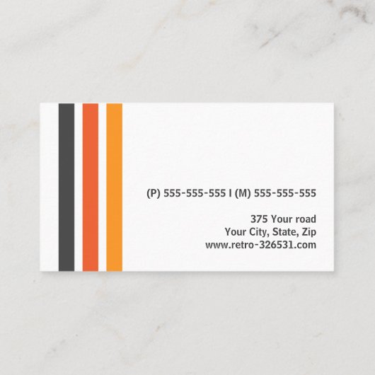Grijze oranje strepen modern, stijlvol wit visitekaartje (Achterkant)