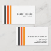 Grijze oranje strepen modern, stijlvol wit visitekaartje (Voorkant / Achterkant)