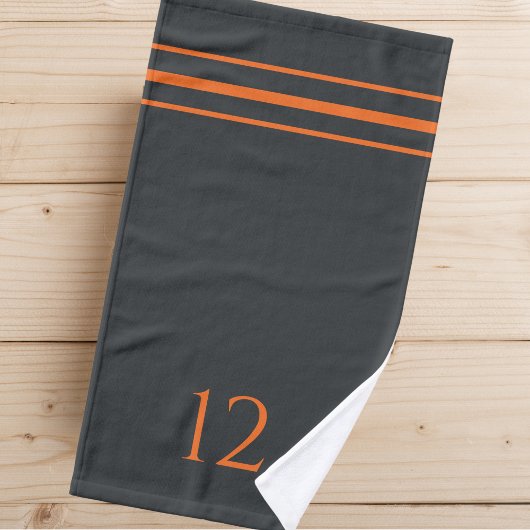 Grijze Oranje stripes en Jersey nummer Handdoek