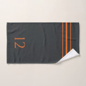 Grijze Oranje stripes en Jersey nummer Handdoek (Handdoek)