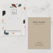 Grijze Oranje Terrazzo-beeldscherm voor Ketting Lo Visitekaartje (Voorkant / Achterkant)