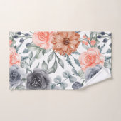 Grijze oranje trendy floral bad handdoek (Handdoek)