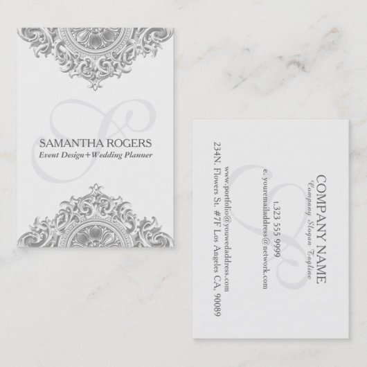  grijze ornament visitekaartje (Voorkant / Achterkant)