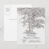 Grijze oude eik boom bewaar de datum briefkaarten (Voorkant / Achterkant)