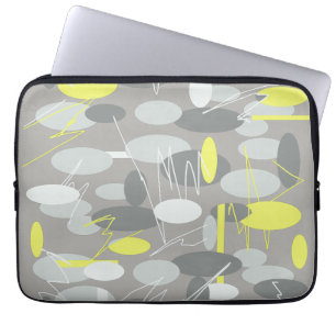 Grijze ovale vlekkenpatroon computer laptophoes laptop sleeve