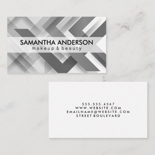 Grijze overlappende geometrische lijnen  visitekaartje (Voorkant / Achterkant)